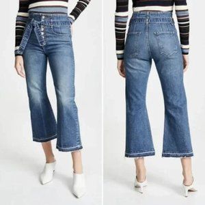 Veronica Beard Jeans Marlene Terrain 12” Corset Raw Hem Crop Jeans Size  29